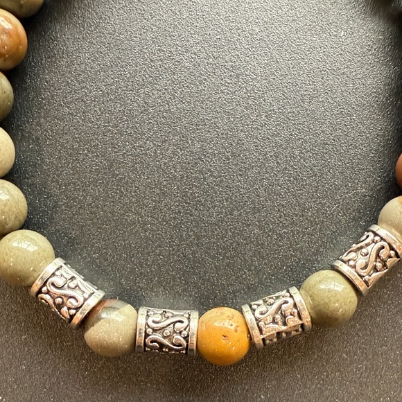 Men's Polychrome Jasper Handmade Beaded Bracelet - Picture 2 of 2